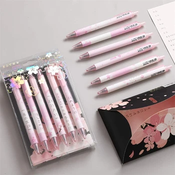 Knysna Lovely Sakura gelio rašalo rašiklis, 6Nts 0,5 mm juodo gelinio rašalo rašikliai, ypač smulkus tušinukas, skirtas biuro mokyklos raštinės reikmenims