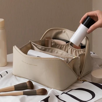 Kosmetikos krepšys Naujas didelės talpos kosmetikos krepšys PU odinis nešiojamas kelioninis skalbimo krepšys
