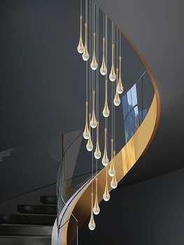 Krištolinis šviestuvas Mansarda Apšvietimas Svetainės dekoratyvinė lempa Pakabinama krištolo lempa Lubos Prabangaus dizaino laiptai Led pakabukas