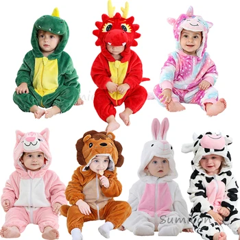 Kūdikių romperiai Žiemos Kigurumi liūto kostiumas mergaitėms Berniukai Mažylis Gyvūnų kombinezonas Drabužiai kūdikiams Pižamos Vaikiški kombinezonai Ropa Bebes