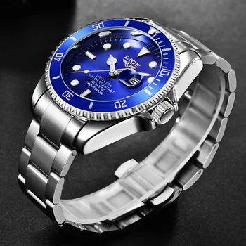 LIGE kvarcinis vyriškas laikrodis Populiariausi prekės ženklo prabangūs mados laikrodžiai vyrams 30M vandeniui atsparus rankinis laikrodis Kasdienis verslo laikrodis Relogio Masculino