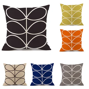 Lininės medžiagos pagalvės užvalkalas Individualizuotas spausdinimas Pastoralinis geometrinis raštas Svetainės sofos dekoravimas 45x45cm pagalvėlės užvalkalas