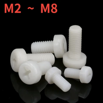 m2 m2,5 m3 m4 m5 m6 m8 balto sriegio nailono plastiko 