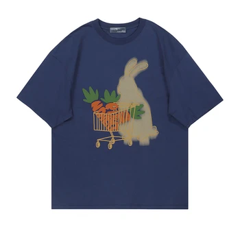 Madinga amerikiečių asmenybė retro morkų raštas Marškinėliai vasaros y2k paprasti moteriški kawaii gatvės hiphopo oversized marškinėliai
