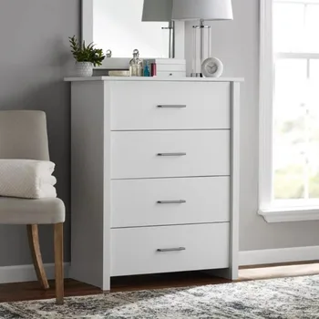 Mainstays Hillside 4-Drawer Dresser, White Finish vanity