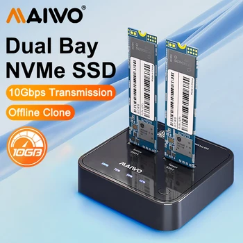 MAIWO NVMe PCIE SSD Dual-Bay NVMe SSD Enclosure Dock Station Clone Drive State Offline Solid Reader M.2 Double Tray M.2 SSD Case