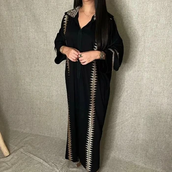 Mama su gobtuvu juoda Abaja Dubajus Turkija Musulmonų chalatas 2023 Laisvas Kimono Boubou Maroko Kaftano suknelė Mada Islamo moterų drabužiai