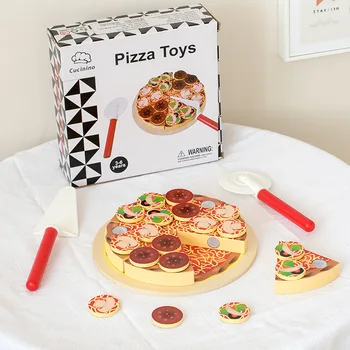 Medinė simuliacija Pjaustymas Pica Maistas Maisto gaminimo modeliavimas Indai Virtuvės mokomieji žaislai Apsimestinis žaidimas Namo dovana vaikams