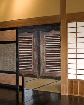 Medinės durys Vintažinis stilius Trumpos virtuvės durys Užuolaidos Japoniško stiliaus kavinė Restorano dekoravimas Pertvara Užuolaida