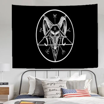 Medžiaginis gobelenas sienų dekoravimui Baphomet Šėtoniški kryžiai Gobelenai Smailės Boho estetinis kambario dekoravimas Raganavimo dekorai Pagrindinis