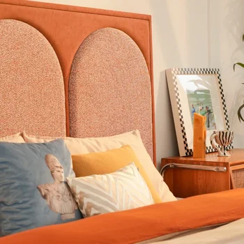 Medžiaginė lova paprasta moderni prancūziška retro meistro miegamojo apvadinė lova dvigulė lova