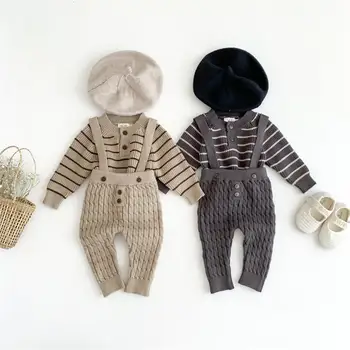 Megzti kūdikių drabužėliai Naujagimis Ruduo Žiema Kūdikių drabužių komplektas Berniukų megztinis Kombinezonas Medvilninis mažylio apranga Kūdikio berniuko kostiumas 0-18M