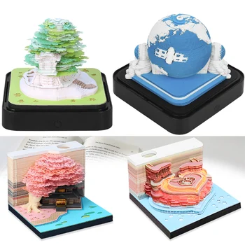 Meninis blokas 3D užrašų knygelė Sakura Treehouse 3D kalendorius 2024 m. 3D atmintinės bloknotas Blokai Užrašai Biurai Popieriniai užrašai Kalėdinė gimtadienio dovana