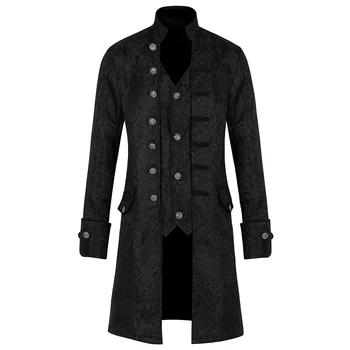 Mens Jacket Mens Tops Ilgomis rankovėmis Viduramžių kostiumo paltas Poliesteris Reguliarus vintažinis Cosplay Keep Warm