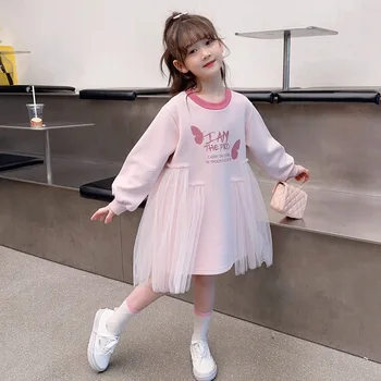 Mergaitė suknelė su gobtuvu 2023 Vaikiškos suknelės ilgomis rankovėmis Baby Cute Princess Vestido Pavasario ruduo