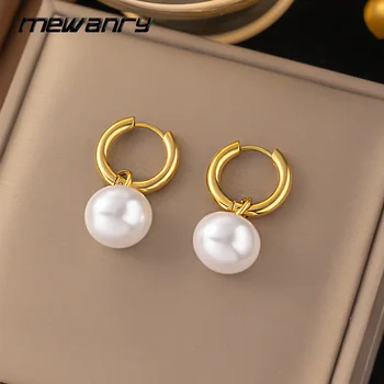 Mewanry 316L nerūdijančio plieno perlų pakabukų lašų auskarai moterims Madingi elegantiški saldūs paprasti vestuvių vakarėlio nuotakos papuošalai Dovanos