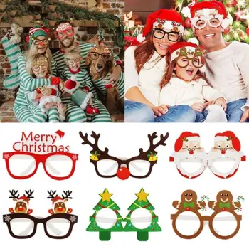Mielas animacinis popierius Kalėdų senelio akiniai Sulankstomi linksmi kalėdiniai akiniai Kalėdų eglutės akiniai Naujųjų metų kalėdinių vakarėlių aksesuarai