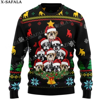 Mielas šuo Kalėdiniai megztiniai Juokingi Helovino kalėdinių dovanų džemperiai Tops Poros vakarėlis Unisex Casual-1