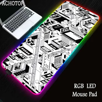 Miesto technika RGB didelis pelės kilimėlis Biuro priedai stalo kilimėliui Žaidimo klaviatūros pagalvėlės 90x40cm Gamer Mousepad Foninis apšvietimas Mause Pad
