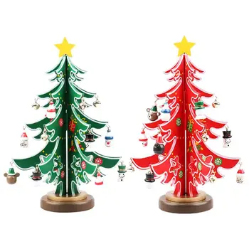 Mini medinis stalviršis Kalėdų eglutė Mažos medinės eglutės dekoras 