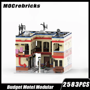 MOC-125772 City Street View Iuxury Hotel moduliniai pastatai Statybinių blokų surinkimo modelis Kaladėlių žaislas Vaikų kalėdinės dovanos