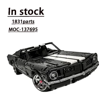 MOC-137695 Juodas superautomobilis Fastback 1:10 Surinkimo statybinio bloko modelis • 1831 dalių automobilių dalys Suaugusiųjų vaikų gimtadienio žaislinė dovana