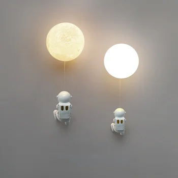 Modern Astronaut Wall Sconce Light for Kids Bedroom Šviestuvas 3d Planet Star Creative Lighting Decor Moon Cartoon