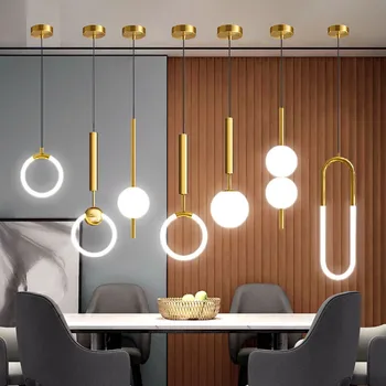 Modern Simple Ring Led Pendent Lights Glas Kabanti lemputė namų virtuvei Naktinė svetainė Valgomojo stalas Dekoravimas