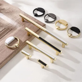 Modernus minimalistinis lengvas prabangus cinko lydinys juodo aukso stalčius spintelės rankena spintos durų rankena baldų apkaustai aksesuarai