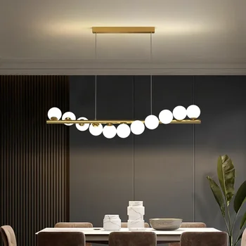 Modernus virtuvės lubų šviestuvas Pakabinamas stiklo rutulys G9 LED valgomasis Miegamasis Burbulų kamuolys Ilgas šviestuvas