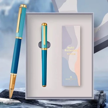Montagut Elegant Carbon Fiber Roller Ball Pen Professional Multicolor for Choice Writing Rašiklis su 5 papildymais ir dovanų dėžute