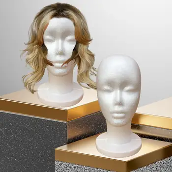 Moteriškas putplastis Manekeno galvos modelis prekybos centrui Ekranas Manekeno putplasčio galvutė Kepurės perukas Ekrano stovas Peruko galvos manekenas