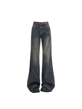 Moteriški vintažiniai baggy džinsai Harajuku estetinės džinsinės kelnės aukštu juosmeniu 90s Y2k Punk Fashion Wide Leg Cowboy Kelnės 2023 drabužiai
