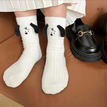 moteriškos plonos medvilninės kojinės, medvilninės minkštos batučių kojinės virš kulkšnies kojinių, gyvūnų šunų ausų veršelių kojinės
