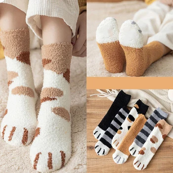 Moterys Fuzzy Pūkuotos kojinės Žiemos miegas Šiltas minkštas jaukus šlepetės Mielas Laisvalaikio pliušinis Ponios Patogios Įgulos kojinės Patogios moteriškos kojinės