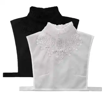 Moterų siuvinėjimo stovas Netikros apykaklės Reguliuojamos nuimamos marškinių palaidinės viršūnės Moteriškos kietos baltos netikros apykaklės Dekoras