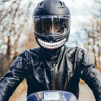Motociklo skrybėlės lipdukas Blogas dantis Motociklas Šalmas Lipdukas Tamsus asmenybės danties dekoravimo lipdukas Neperšlampamas automobilio lipdukas