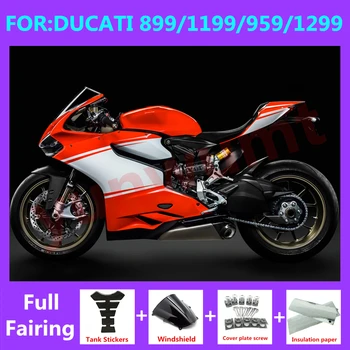 Motociklų faktoriai Komplektas tinka Ducati 899 1199 2012 2013 2014 Panigale 959 1299 2015 2016 2017 2018 pilnas Fairing komplektas raudonai baltas