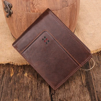 Natūralios odos vyriška trumpa piniginė retro mada RFID apsaugos nuo vagystės šepetys ID krepšys nešiojamas kelių kortelių nulis piniginė