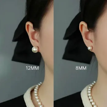 Natūralūs perlų auskarai Aukščiausios klasės auskarai moterims 925 Sidabrinės adatos Grynas sidabras Vintažiniai perlų auskarai Minimalistiniai aksesuarai