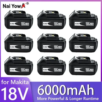 Nauja 18V Makita baterijai 6000mAh įkraunama elektrinių įrankių baterija su LED ličio jonų pakeitimu LXT BL1860B BL1860 BL1850
