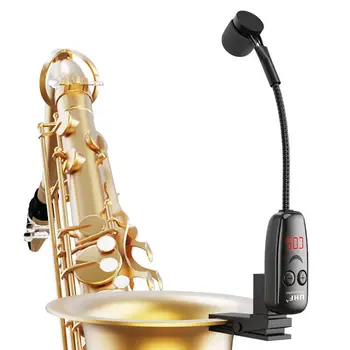 Naujas Uhf belaidis saksofono mikrofonų sistemos klipas ant muzikos instrumentų saksofonui Trimitas Sax belaidžio imtuvo siųstuvas