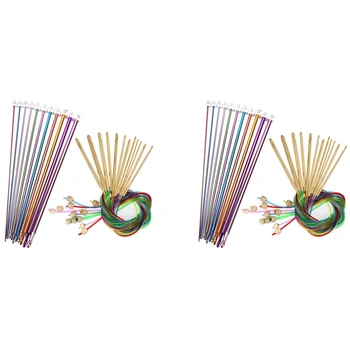 Nauji 46 vnt. Tuniso nėrimo kabliukų rinkinys 3-10 mm kabelis Bambuko mezgimo adata su karoliukais karbonizuotas bambuko adatos kabliukas