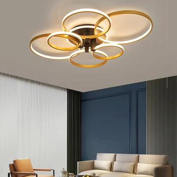 Nauji modernūs LED lubų šviestuvai svetainei miegamasis Studijų kambarys Lubos Šviesus auksas + juodai dažytas lubų šviestuvas AC110-240V
