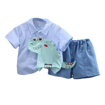 Nauji vasaros kūdikių berniukų drabužiai tinka vaikams madingi marškiniai šortai 2vnt/komplektai Mažylių apranga Kūdikių laisvalaikio kostiumas Vaikiški sportiniai kostiumai