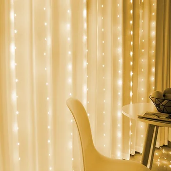 Naujieji metai 2024 Girlianda LED varinė viela Užuolaidų fėjų žibintai 6 metrų namų langas Miegamasis Kalėdų vestuvių dekoravimo lempa