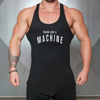 Naujo prekės ženklo drabužiai Fitnesas Vyrai Tankas Top print Mens GYMS Kultūrizmas Stringers Tank Tops treniruotė Singlet raumenų marškinėliai