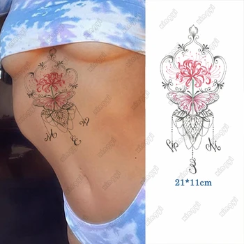 Neperšlampamas laikinas tatuiruotės lipdukas Pink India Henna Butterfly Flash Tatto Lotus Body Art Arm Back Wrist Fake Tatoo Men Women