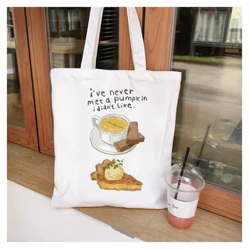 New Ladies Preppy Printed Canvas Tote Bag Daugkartinio naudojimo pirkinių krepšys Studentų mokyklinis krepšys Moteriško audinio ekologiškas pečių krepšys.
