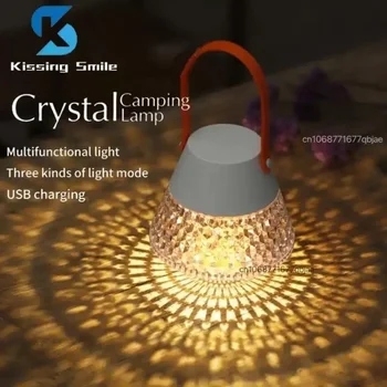 Nešiojamas šviestuvas Kempingo žibintas Daugiafunkcinė lempa Įkraunama LED lauko deimantų lietimui Naktinis stalviršis Dekoravimo stalas Naujas